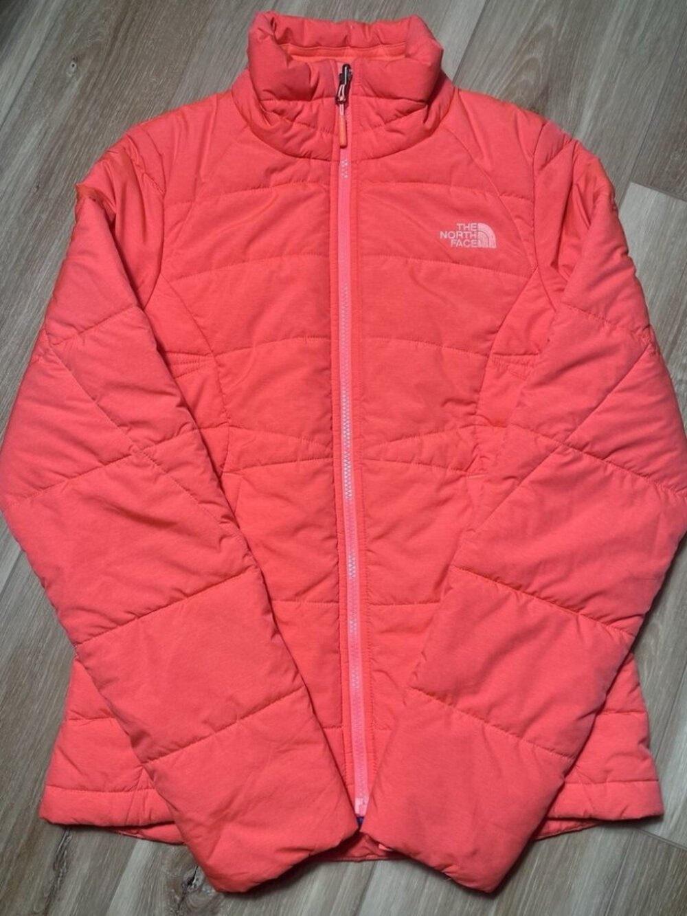 The North Face Coral Pink Full Zip Quilted Puffer Jacket - Women Size XS